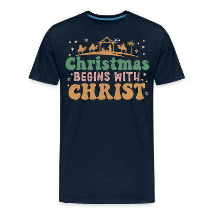 Christmas Begins with Christ is Born Christmas Family Men's Premium T-Shirt - deep navy