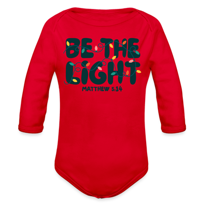 Be the Light Christmas Baby Long Sleeve Onesie - red