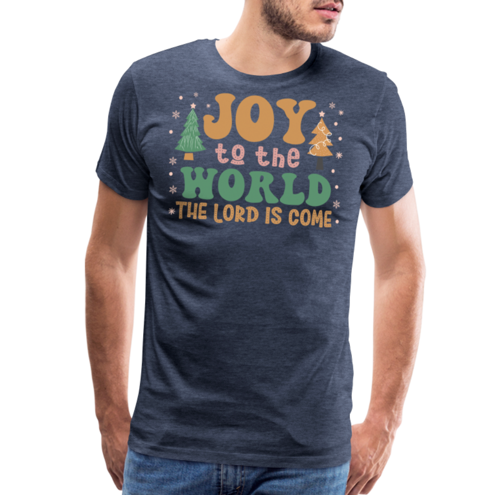 Joy to the World Christmas Family Men's Premium T-Shirt - heather blue