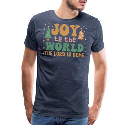 Joy to the World Christmas Family Men's Premium T-Shirt - heather blue