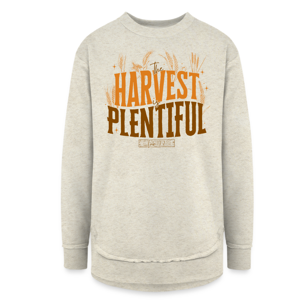 The Harvest is Plentiful (Color) Women's Tunic Sweater - heather oatmeal