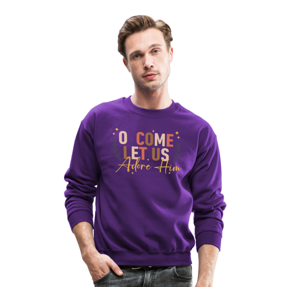 O Come Let us Adore Him Christmas Men's Sweater - purple