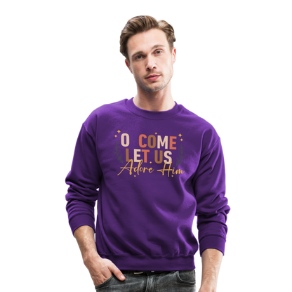 O Come Let us Adore Him Christmas Men's Sweater - purple