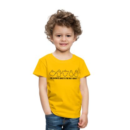 My Favorite Ghost is the Holy Ghost (B, Outline) Toddler T-Shirt - sun yellow