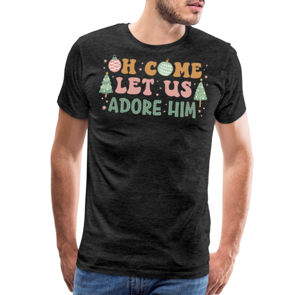 Oh Come Let Us Adore Him Christmas Family Men's Premium T-Shirt - charcoal grey