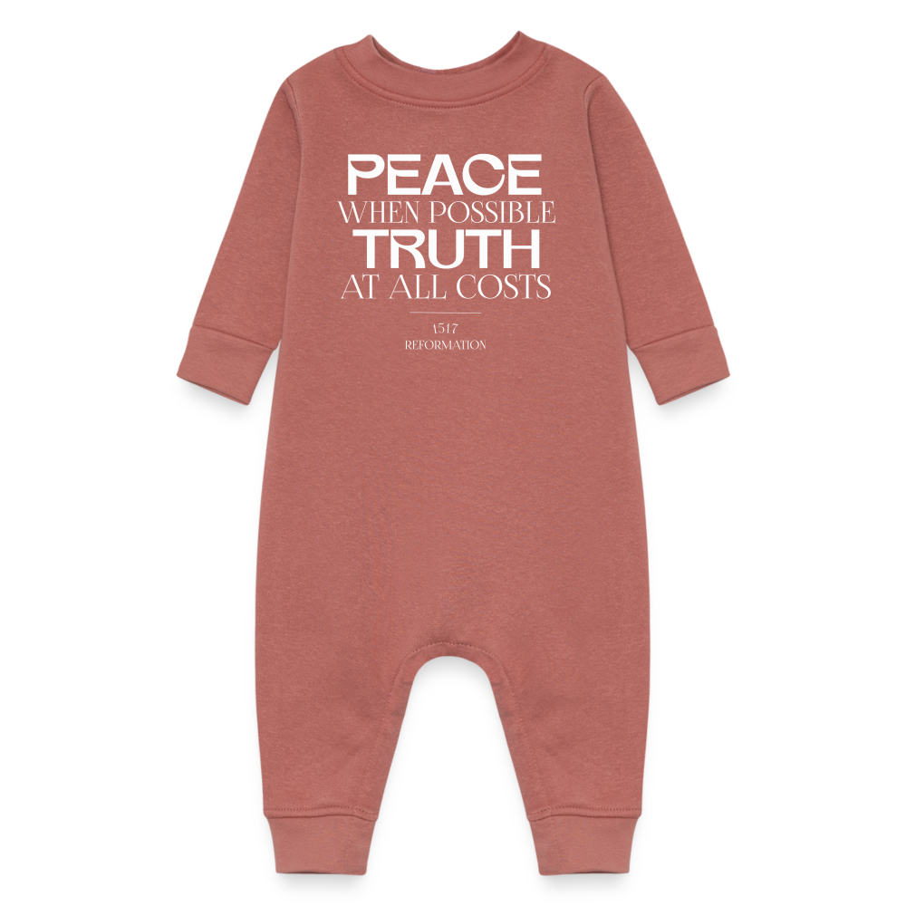 Peace when Possible Truth at All Costs Reformation Day (W) Fleece Baby Bodysuit - mauve