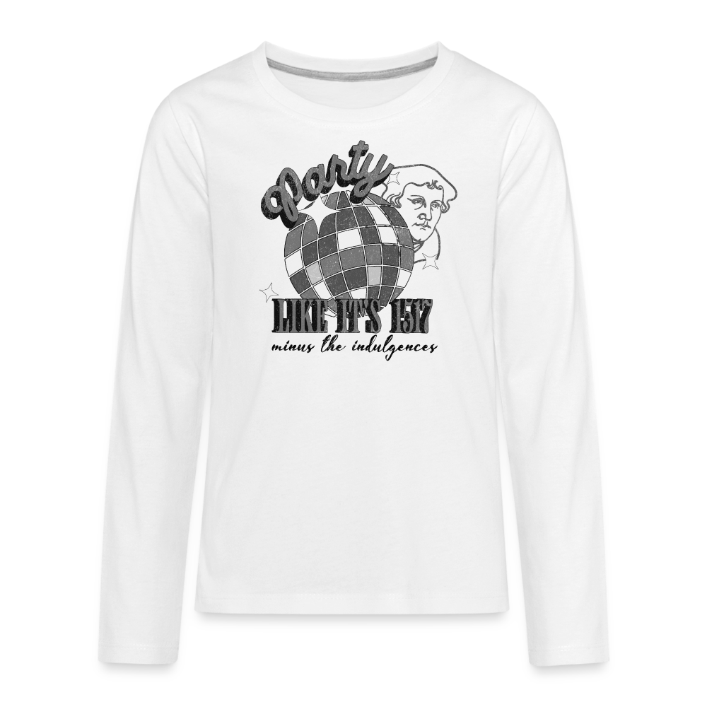 Party Like its 1517 (Color) Reformation Day Kid's Long Sleeve Shirt - white