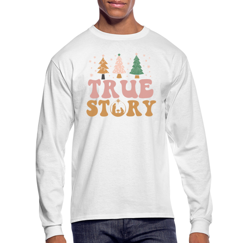 True Story Christmas Family Men's Long Sleeve T-Shirt - white