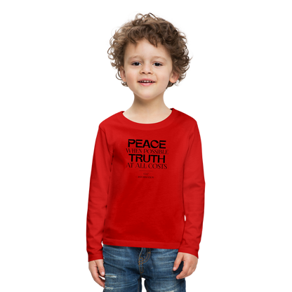 Peace when Possible Truth at All Costs Reformation Day Kid's Long Sleeve Shirt - red