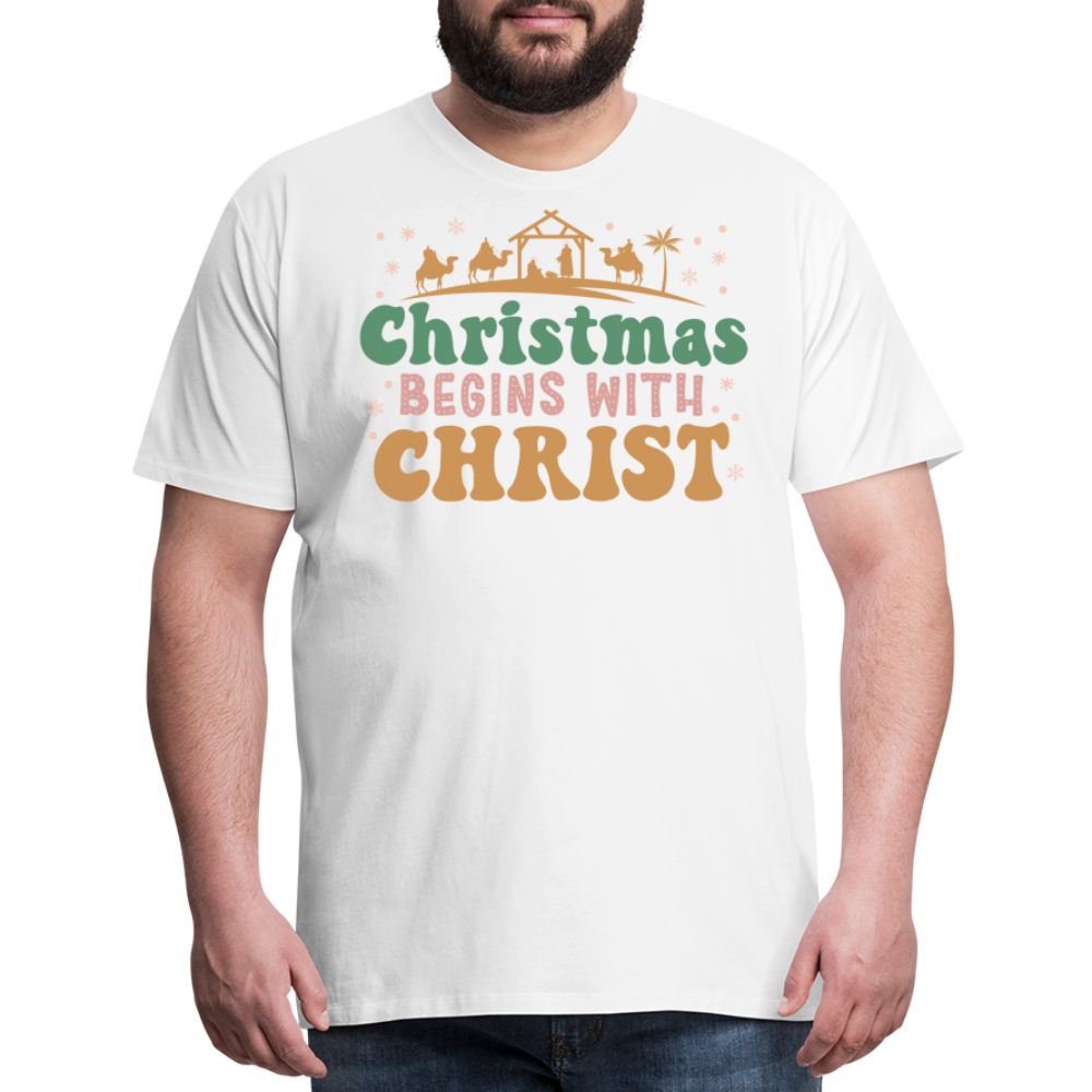 Christmas Begins with Christ is Born Christmas Family Men's Premium T-Shirt - white