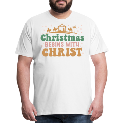 Christmas Begins with Christ is Born Christmas Family Men's Premium T-Shirt - white