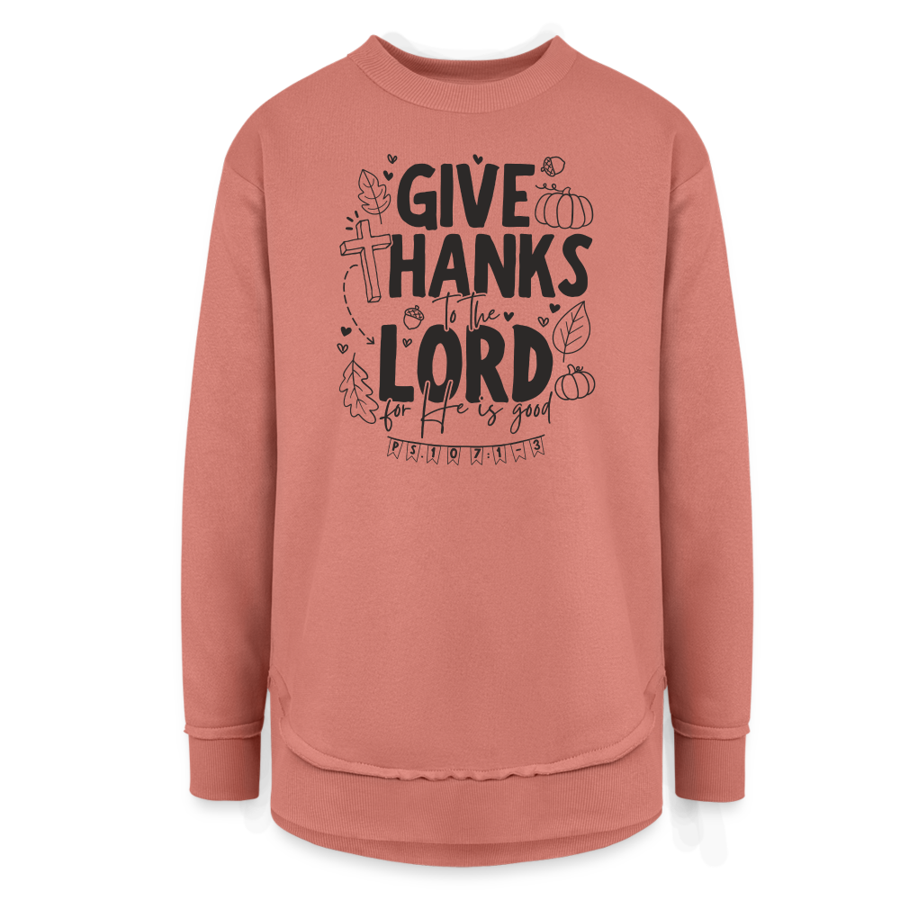 Give Thanks to the Lord Women's Tunic Sweater - mauve