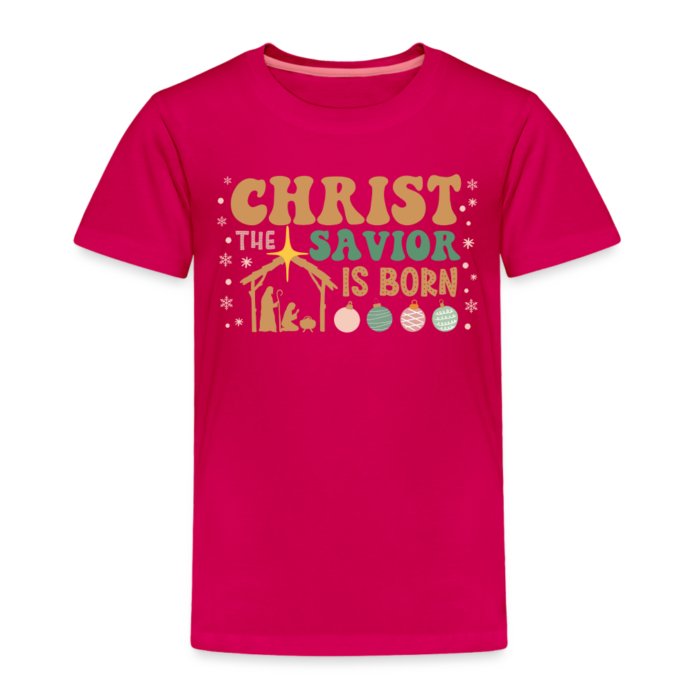 Christ the Savior is Born Christmas Family Toddler Premium T-Shirt - dark pink