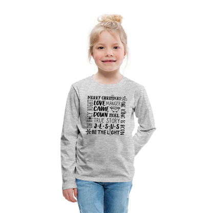 Christmas Collage Kid's Long Sleeve Shirt - heather gray