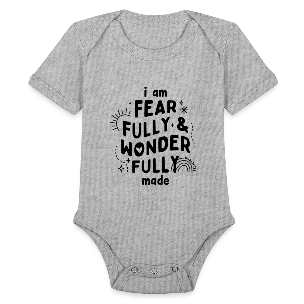 I am Fearfully & Wonderfully Made Baby Onesie Bodysuit - heather grey