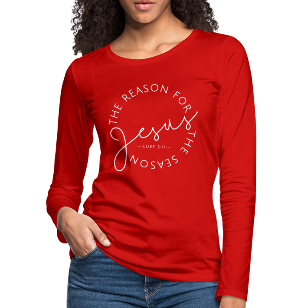 The Reason for the Season (W) Christmas Women's Premium Long Sleeve T-Shirt - red