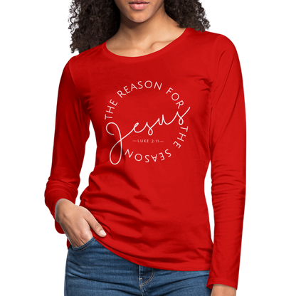 The Reason for the Season (W) Christmas Women's Premium Long Sleeve T-Shirt - red