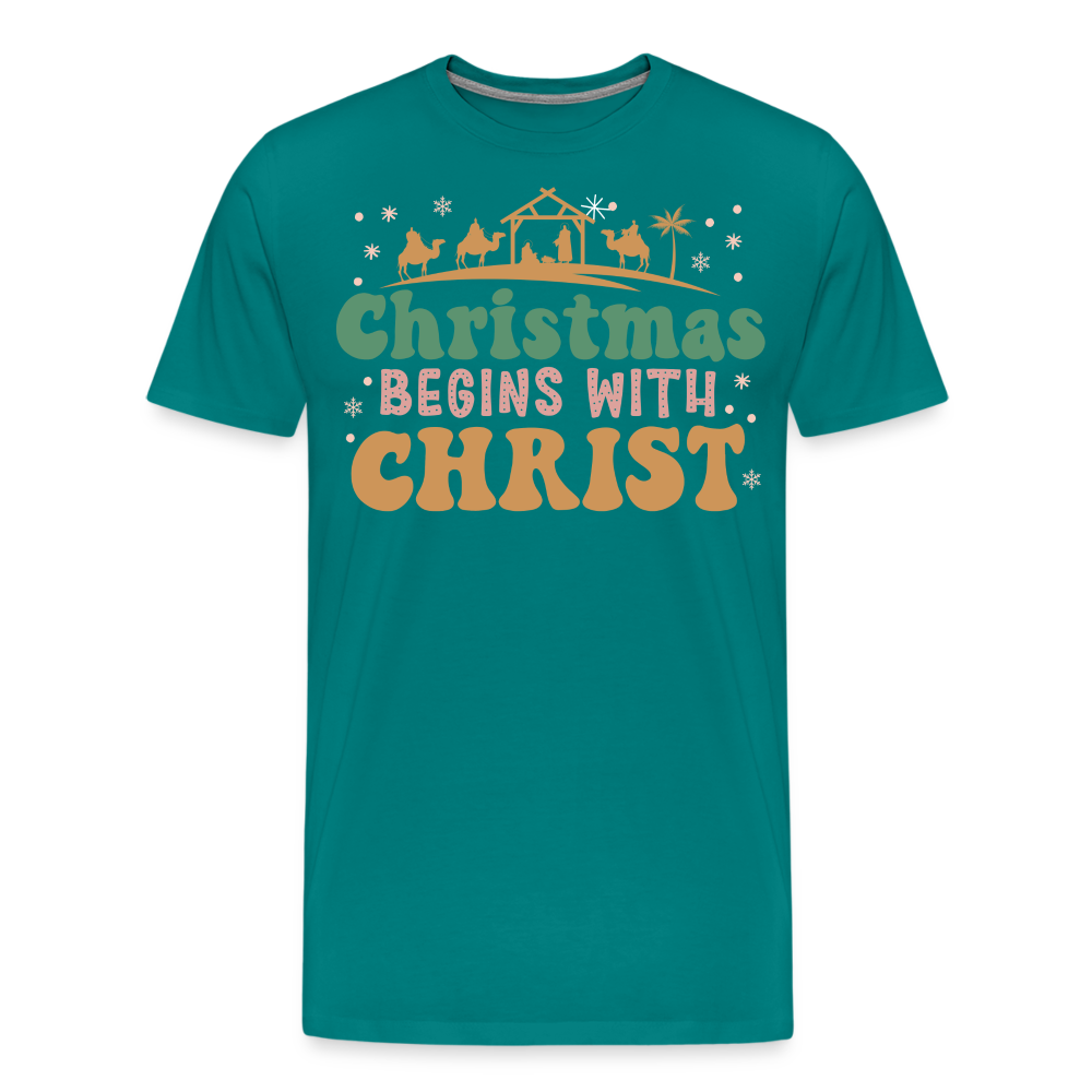 Christmas Begins with Christ is Born Christmas Family Men's Premium T-Shirt - teal