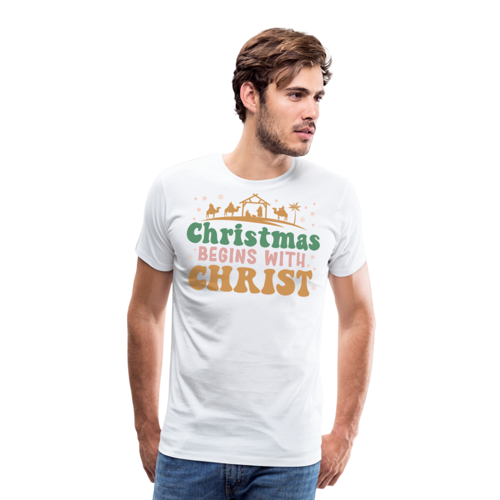 Christmas Begins with Christ is Born Christmas Family Men's Premium T-Shirt - white