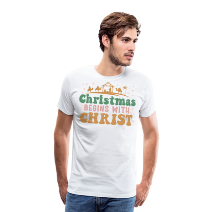 Christmas Begins with Christ is Born Christmas Family Men's Premium T-Shirt - white