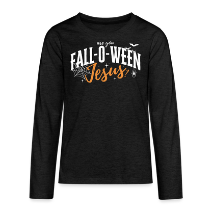 Are You Fall-O-Ween Jesus? (W) Kid's Long Sleeve Shirt - charcoal grey