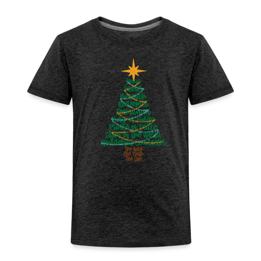 Names of Jesus Christmas Tree Toddler Shirt - charcoal grey