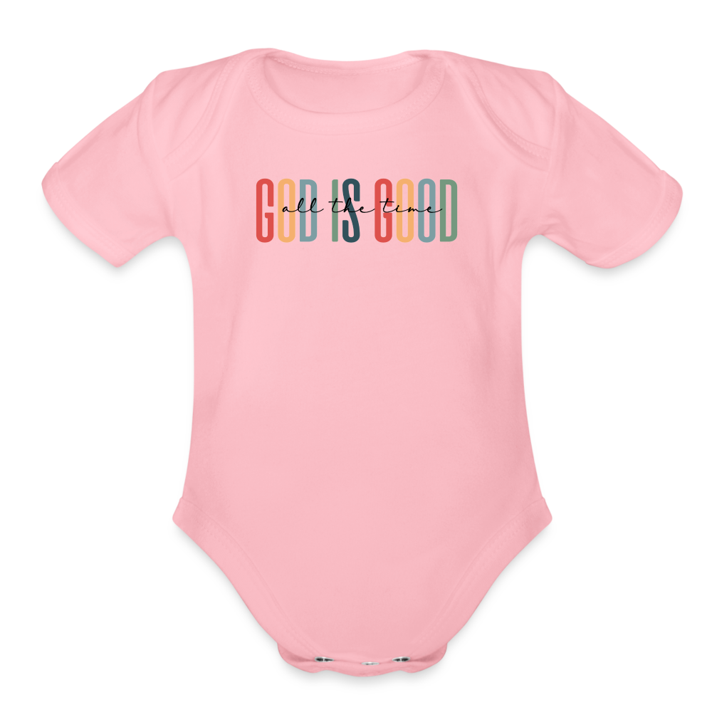 God is Good (Rainbow) Baby Onesie - light pink