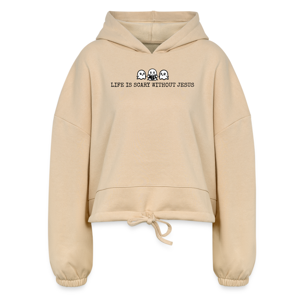 Life is Scary Without Jesus Women's Cropped Hoodie - nude