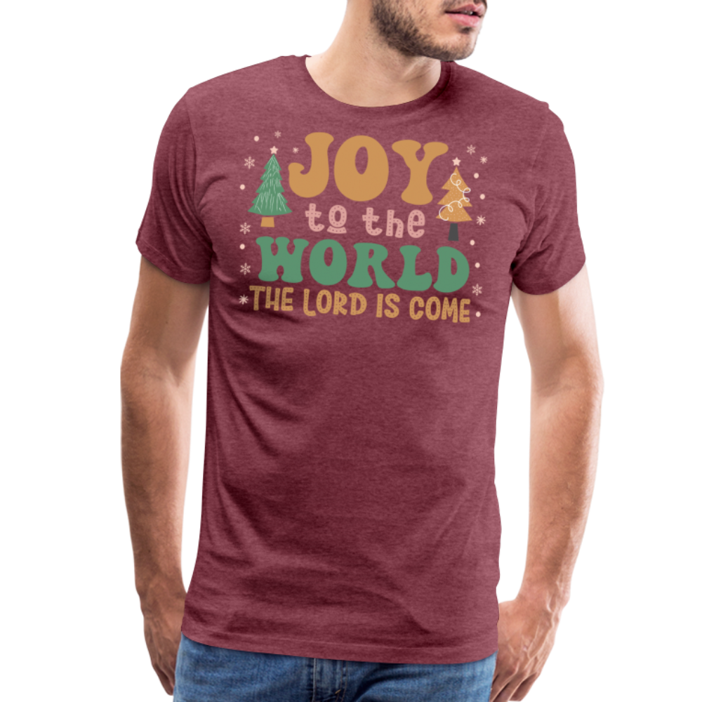 Joy to the World Christmas Family Men's Premium T-Shirt - heather burgundy