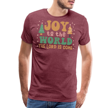 Joy to the World Christmas Family Men's Premium T-Shirt - heather burgundy