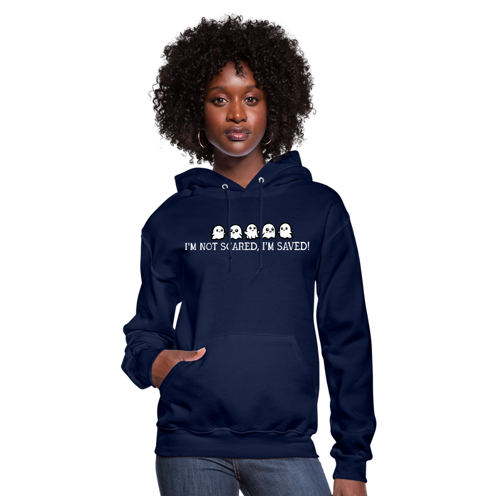 I'm Not Scared I'm Saved (W) Women's Hoodie - navy