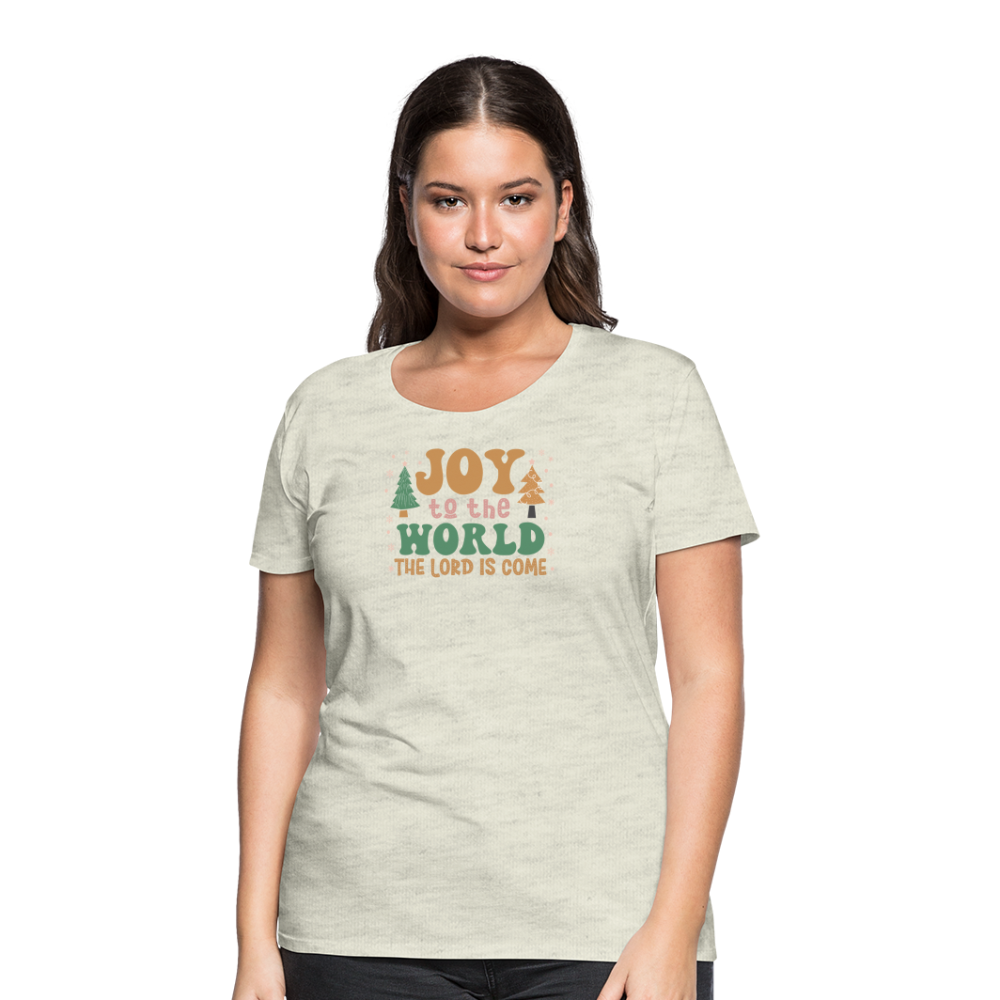 Joy to the World Christmas Family Women’s Premium T-Shirt - heather oatmeal