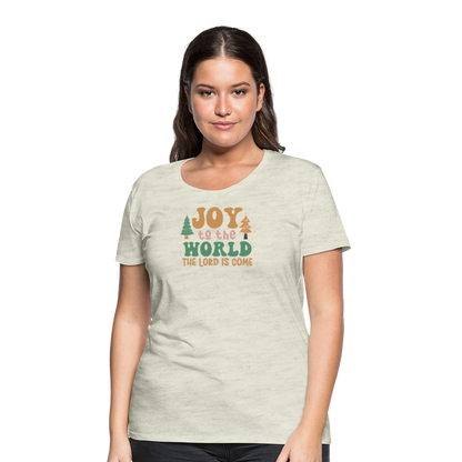 Joy to the World Christmas Family Women’s Premium T-Shirt - heather oatmeal