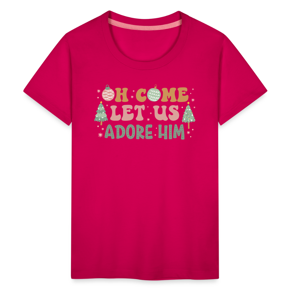 Oh Come Let Us Adore Him Christmas Family Kids' Premium T-Shirt - dark pink