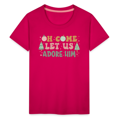 Oh Come Let Us Adore Him Christmas Family Kids' Premium T-Shirt - dark pink