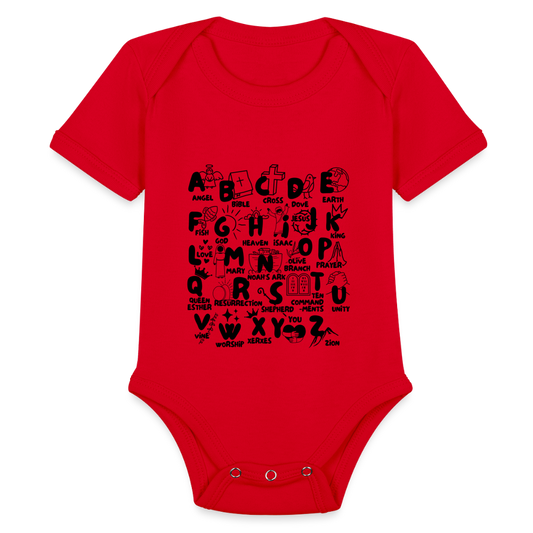 Bible Alphabet Baby Onesie Bodysuit - red