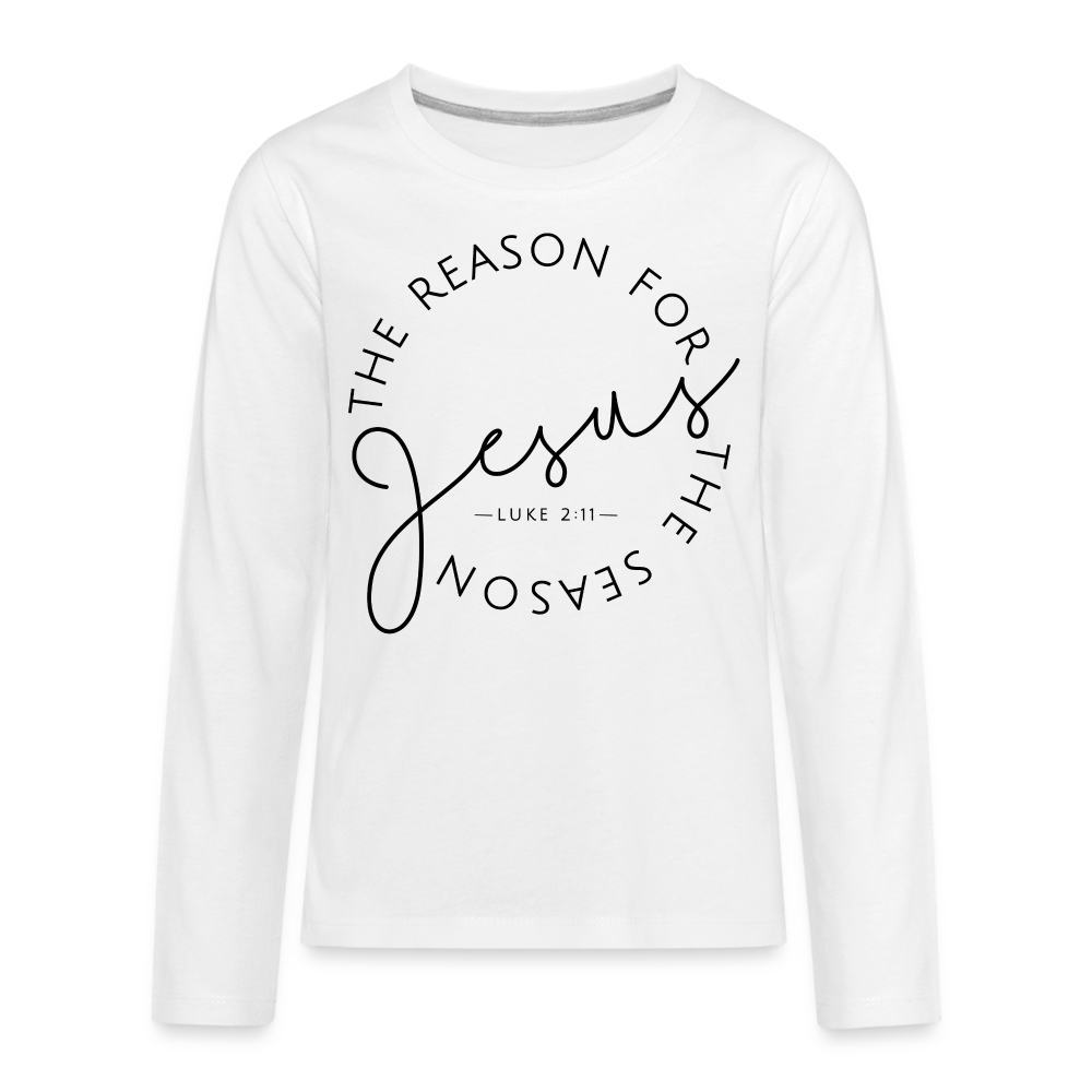 The Reason for the Season Christmas Kids' Premium Long Sleeve T-Shirt - white