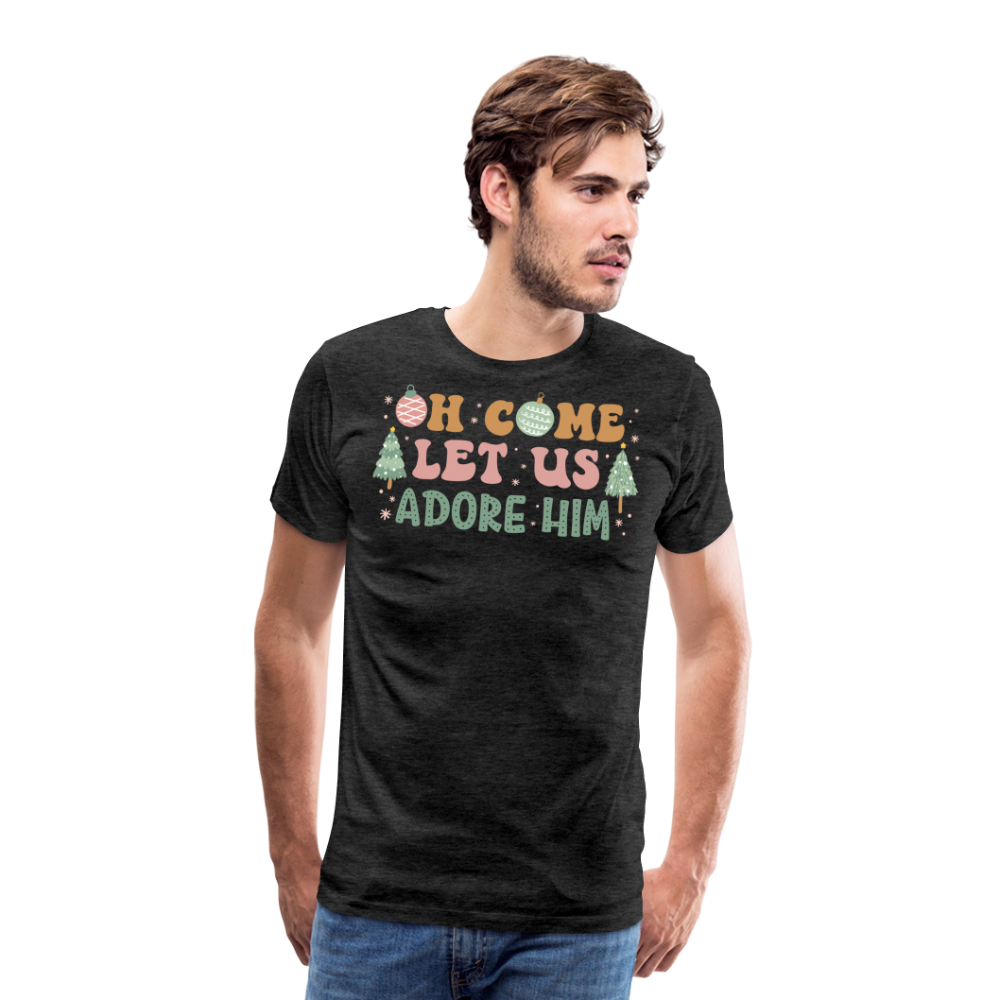 Oh Come Let Us Adore Him Christmas Family Men's Premium T-Shirt - charcoal grey