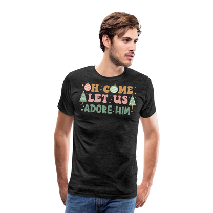 Oh Come Let Us Adore Him Christmas Family Men's Premium T-Shirt - charcoal grey