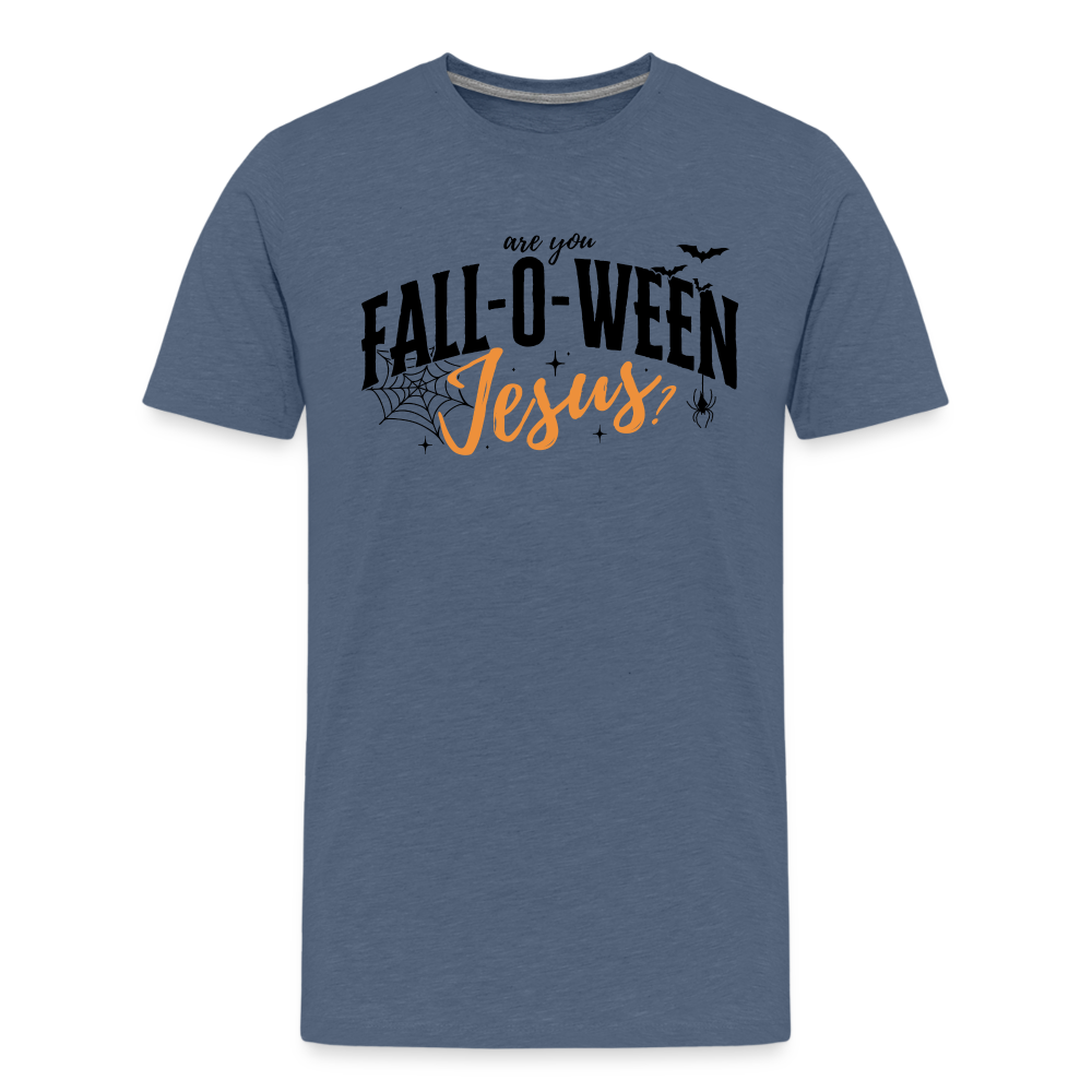 Are You Fall-O-Ween Jesus? Kid's Short Sleeve Shirt - heather blue