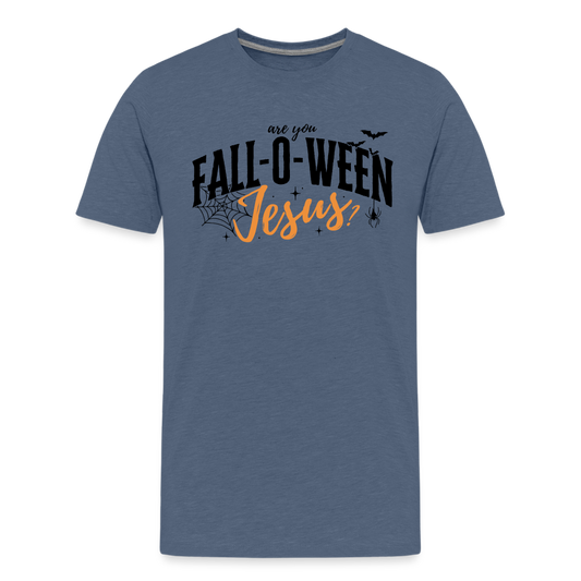 Are You Fall-O-Ween Jesus? Kid's Short Sleeve Shirt - heather blue