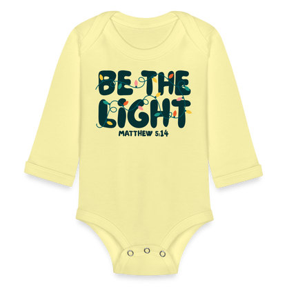 Be the Light Christmas Baby Long Sleeve Onesie - washed yellow