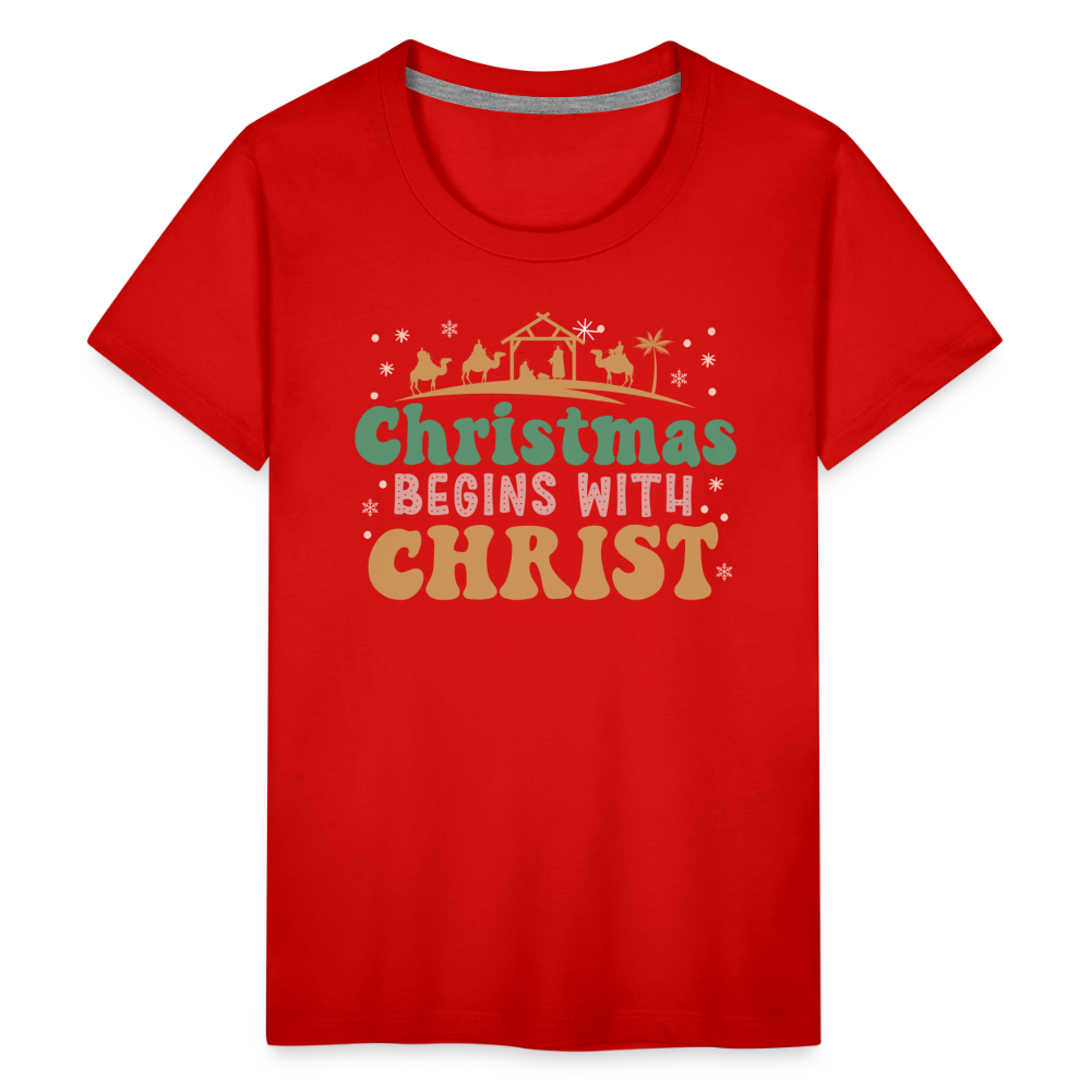 Christmas Begins with Christ Family Kids' Premium T-Shirt - red