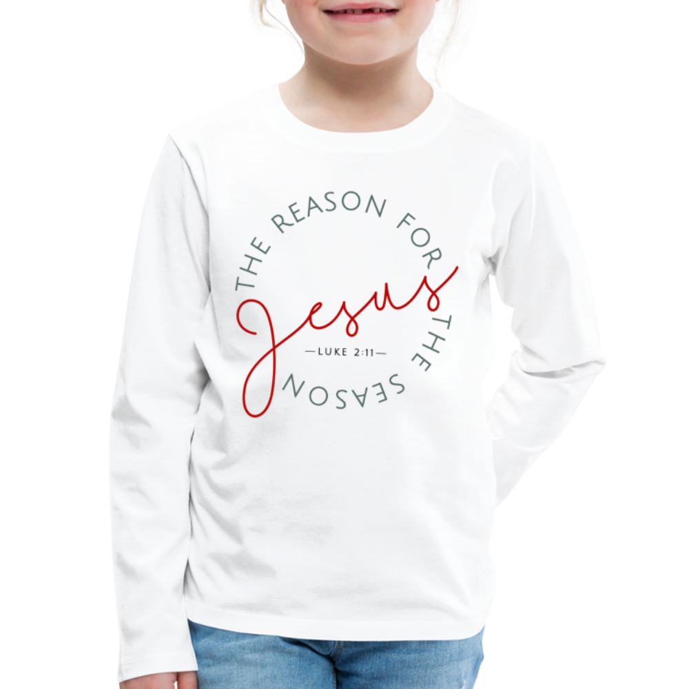 The Reason for the Season (Color) Christmas Family Kids' Premium Long Sleeve T-Shirt - white