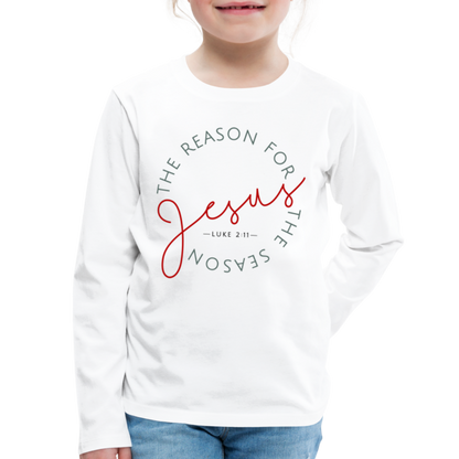 The Reason for the Season (Color) Christmas Family Kids' Premium Long Sleeve T-Shirt - white