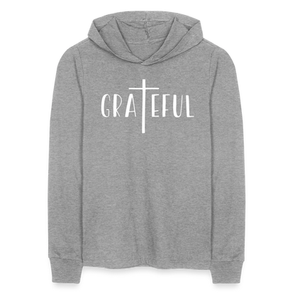 Grateful Men's Long Sleeve Shirt with Hood - heather grey