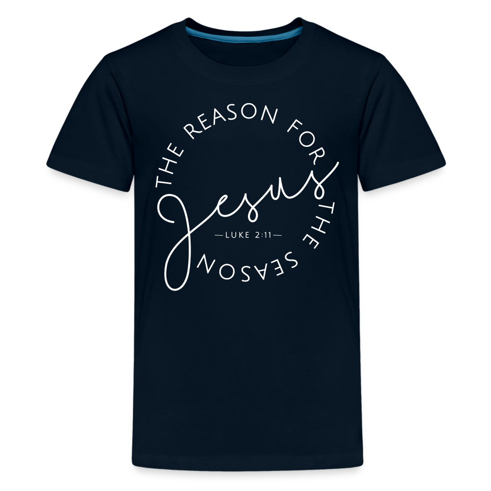 The Reason for the Season (W) Christmas Kids' Premium T-Shirt - deep navy