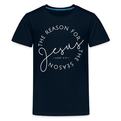 The Reason for the Season (W) Christmas Kids' Premium T-Shirt - deep navy