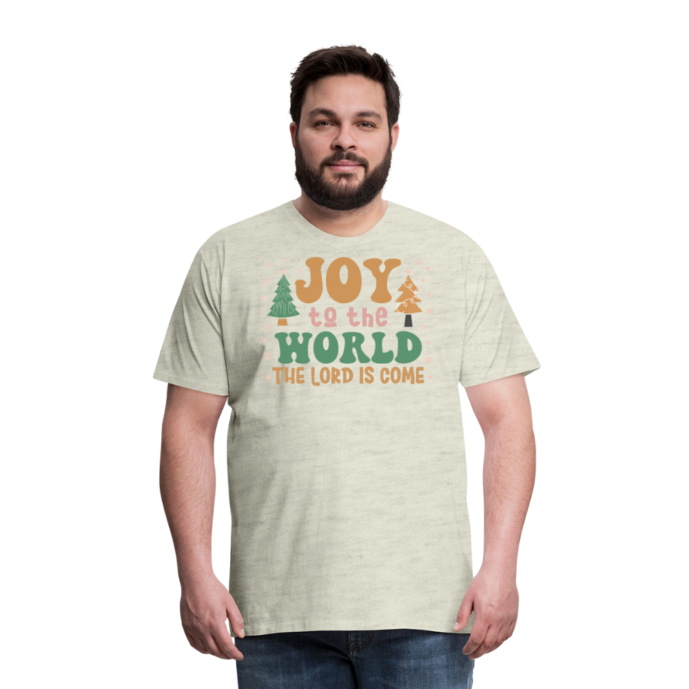 Joy to the World Christmas Family Men's Premium T-Shirt - heather oatmeal