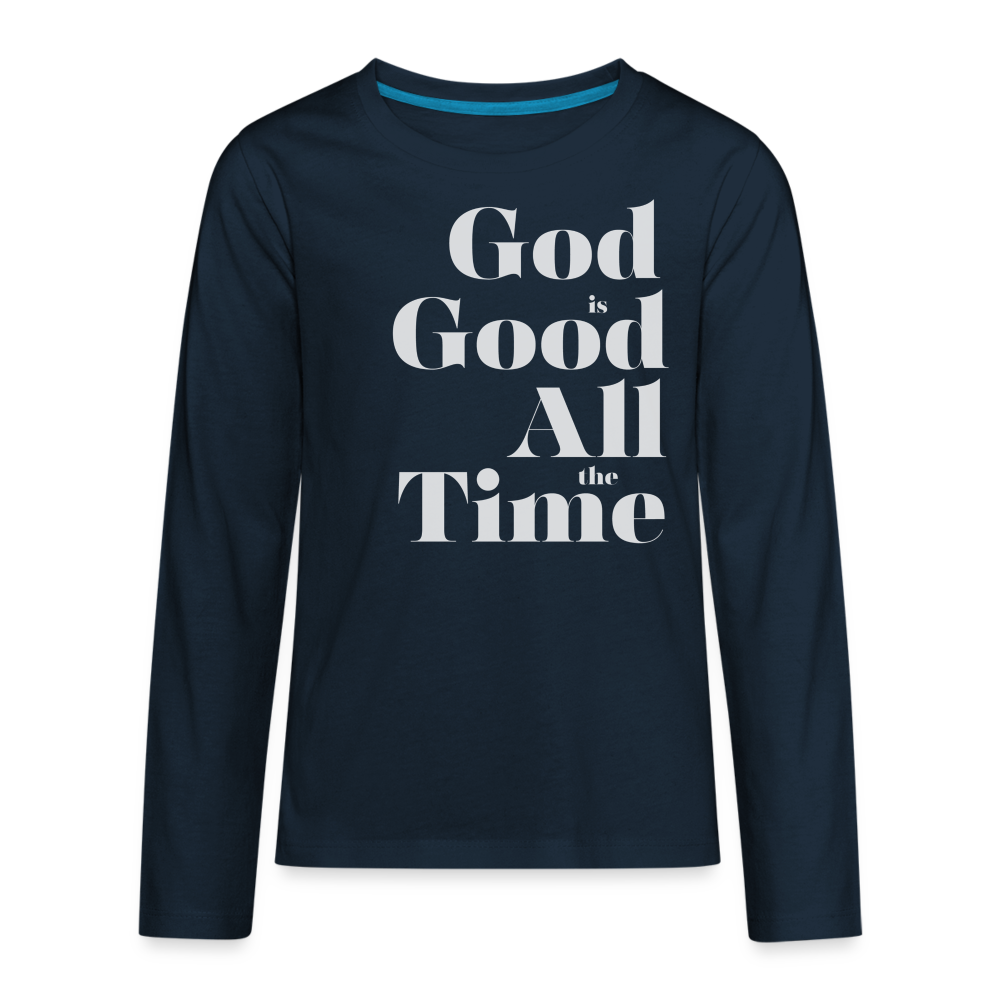 God is Good Kids' Premium Long Sleeve T-Shirt - deep navy